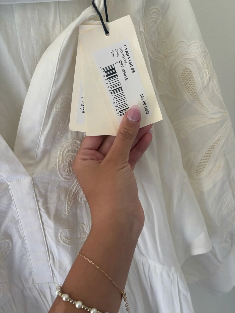 ba&sh White Embroidered V-Neck Mini Dress with Puff Sleeves - Picture 4 of 5